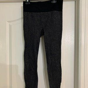 Black and Silver Metallic Athleta Leggings